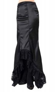 Longue jupe noire Amara en satin avec bordure de dentelle