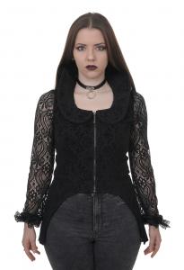 Veste femme noire queue de pie col haut dentelle mdival gothique vampire