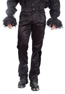 Pantalon noir avec motif floral sur le ct lgant gothique steampunk