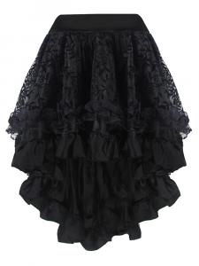 Jupe noire en satin recouvert de tulle  motif lgant gothique burlesque
