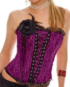 corset violet avec lacets et fleur