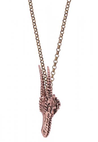 Collier dor avec pendentif 3D crne de dragon cuivre, sorcire occulte gothique