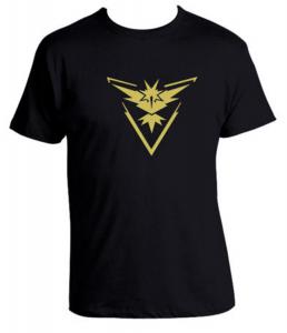 Tshirt noir  manches courtes Team jaune Intuition Electhor, Instinct Spark, go geek