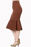 Jupe marron style vintage retro pinup avec boutons, banned