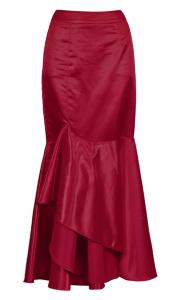 Longue jupe sirne en satin rouge vin lgante gothique fashion, tenue de soire, cocktail