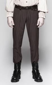Pantalon marron homme rayures fines blanches, lgant aristocrate steampunk