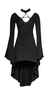 Robe noire manches amples avec effet harnais toile tour de cou et laage, gothique witchy
