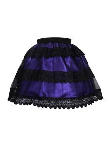Jupe courte violette en satin et dentelle noire, gothique