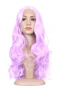 Perruque Front Lace violette longue ondule 55cm, cosplay