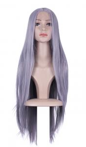 Perruque Front Lace longue violet ple lisse 60cm, cosplay