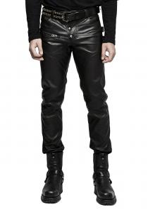 Pantalon noir imitation cuir homme avec crnes et sangles, gothique rock Punk Rave K-301