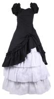 Long dress with balloon sleeves, bow and petticoat, gothic lolita