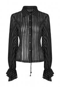 Chemise noire transparente raye avec laage au dos, gothique lgant, Punk Rave