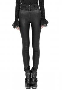Pantalon noir avec broderies et laage en velours dans le dos, gothique lgant, Punk Rave