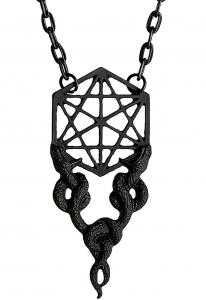 Collier noir serpents sacrs avec formes gomtriques, witchy gothique