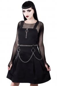 Robe noire avec zip et ceinture chaines, Regan Pinafore Dress, KILLSTAR, punk rock