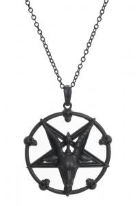 Collier noir pentagramme satanique avec crnes, gothique metalleux, KILLSTAR