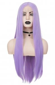 Perruque Front Lace longue violet ple lisse 70cm, cosplay fashion