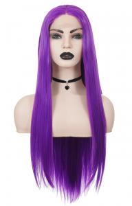 Perruque Front Lace longue violet lectrique lisse 70cm, cosplay