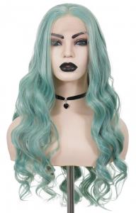 Perruque Front Lace longue turquoise ondule boucle 65cm, cosplay fashion