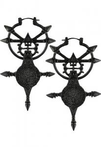 Boucles d\'oreilles Vegvisir noir  symboles vikings, gothique pagan, Restyle