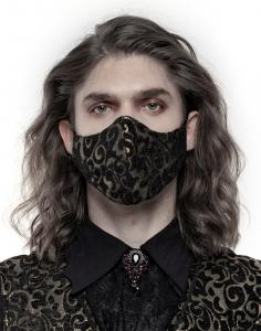 Masque en tissu noir avec broderies brillantes dors baroques, gothique lgant, Punk Rave
