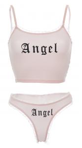 Ensemble de lingerie pijama rose Angel mignon avec dentelle