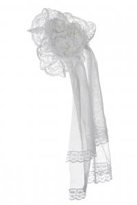 Coiffe blanche voile avec fleur, dentelle et rsille, costume
