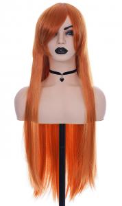 Perruque longue orange 80cm, cosplay
