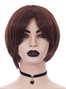 Perruque courte marron brune chatain lisse 32cm, cosplay