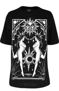 T-shirt noir large Sorceress Coven Restyle, tarot gothique witchy nugoth