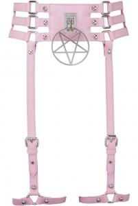 Pastel Pink Baby Hex Suspender Belt with pentacle KILLSTAR, cute kawaii witch