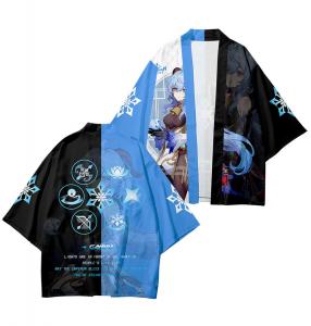 Kimono Haori bleu et noir Ganyu Cryo