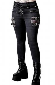 Azazel Black Washed Jeans KILLSTAR, goth glam rock