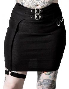 Mini jupe noire avec effet ceinture jarretire KILLSTAR goth