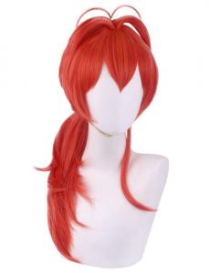 Perruque rouge longue, cosplay Diluc Ragnvindr Genshin Impact