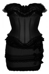 corset et mini jupe noir brillant dcorations dentelles